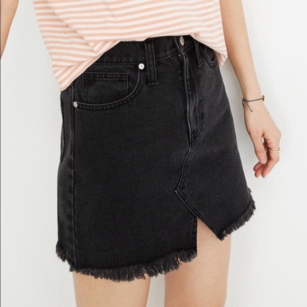 Madewell Rigid Black Denim A-Line Jean Skirt B71